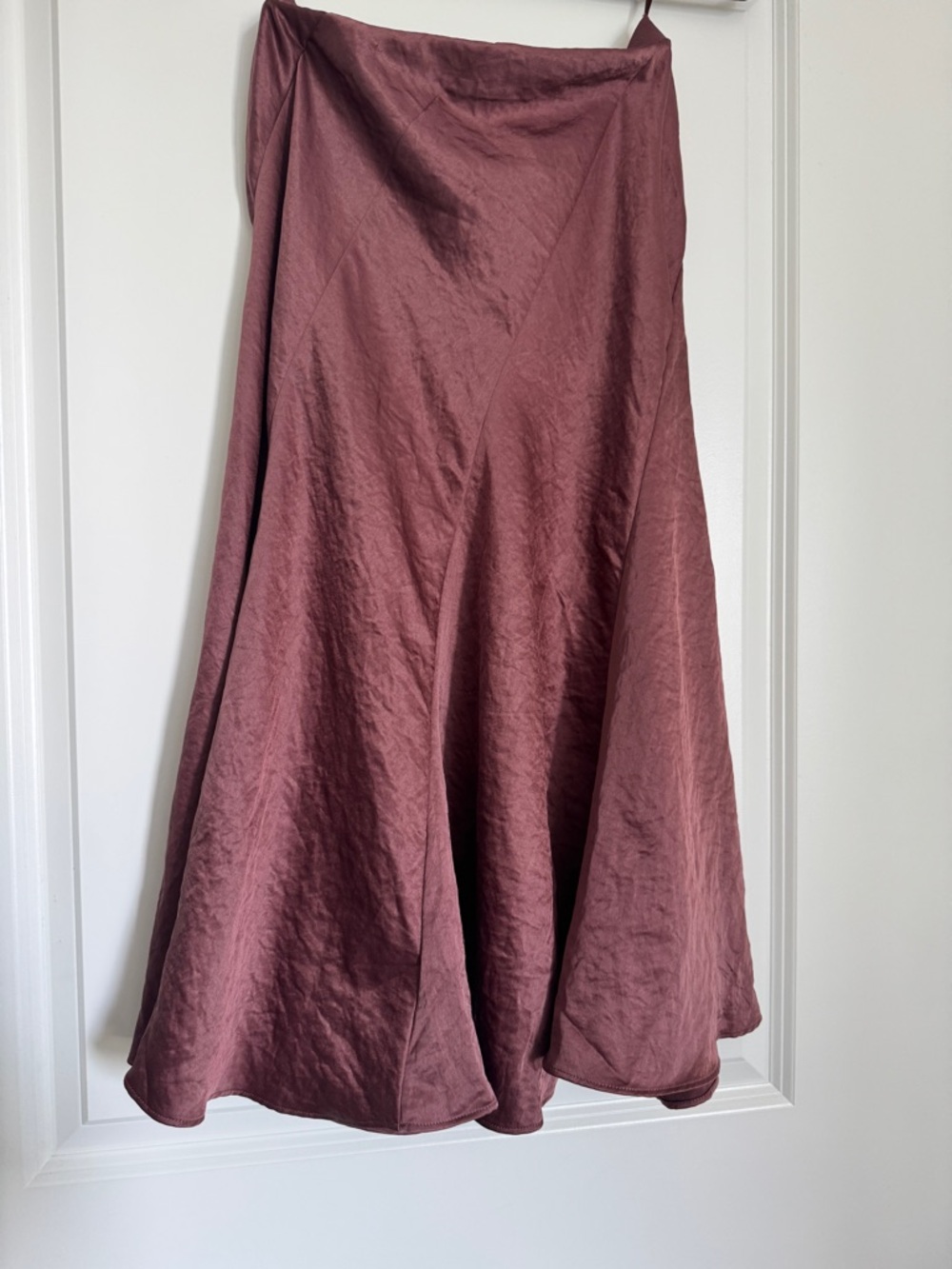 NWT! MADEWELL Women’s Bias-Cut Slip Midi Skirt in Satin, Burnt Soil, Size 2 - Picture 5 of 16